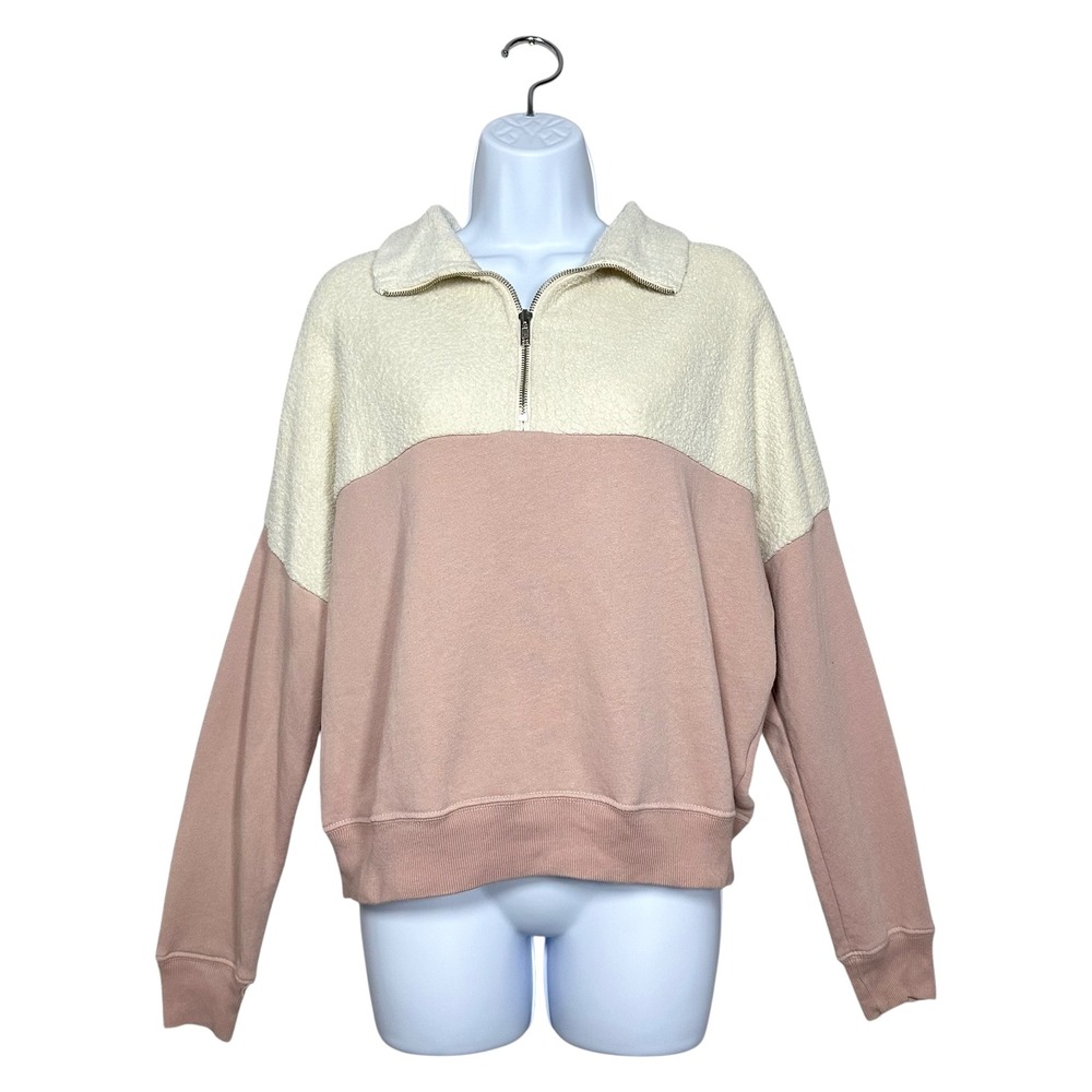 The Great Pullover Half Zip Jacket Blush‎ Pink Cream Fleece Size 1 Small